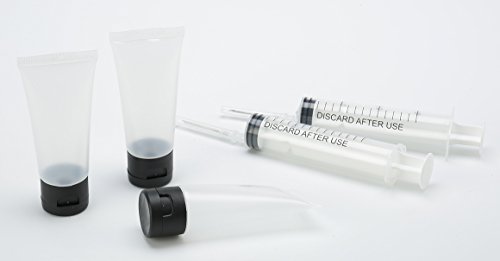 TRAVELWELL 40ml Clear Plastic Empty Bottles with Flip Cap BPA-free Set of 50 With Injector Syringes.