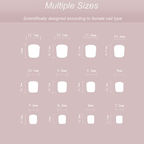 Short Press On Nails Rainbow French Tip Fake Nails Square Acrylic False Nails With Designs Cute Glue On Nails Colorful Nail Tip Stick On Nails Glossy Artificial Nails For Women And Girls 24Pcs #TOP6