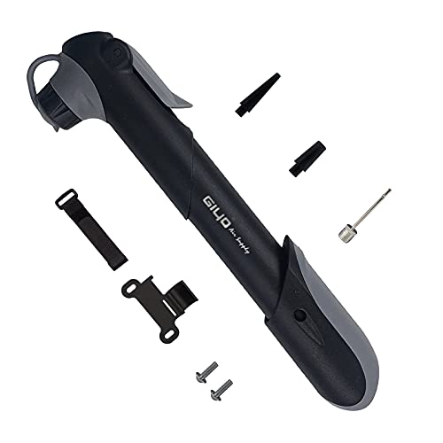 Mini Bike Pump Fits Presta and Schrader, 100 PSI Air Pump for Bikes/ Balls/ Swimming Ring/ Inflatable Bed, Safe Bike Pump Portable Includes Mount Kit and Inflatable Needle Set.