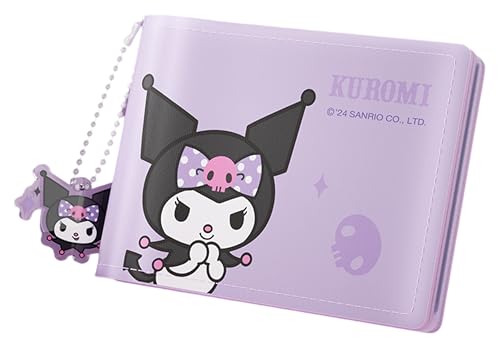 Many Rainbows Kuromi porta-cartões organizador de bolso carteira com pingente de pingente - 6 compartimentos para cartão, Roxa, Compacto