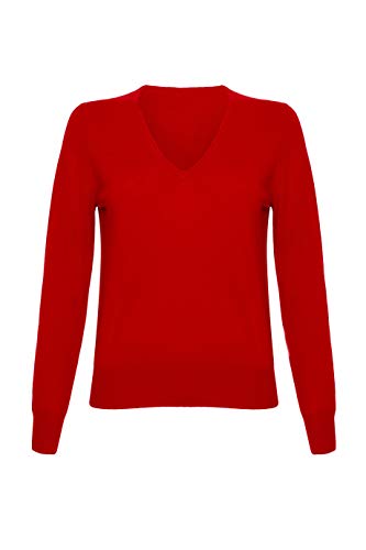 Lona Scott Damski kaszmirowy sweter z dekoltem w serek