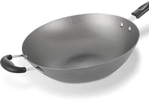 WANSHIOK Wok 34cm Iron Non-Stick Woks Cooking Pot Original Iron Pan Ues for Gas and Induction Cooker34cm
