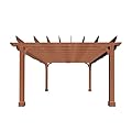 BlueWish 12’x16’ Patio Pergola, Cedar Wood Pergola with Unparalleled Slatted Roof Trellis, Outdoor Pergolas Backyard Gazebo with Solid Structure for Deck Grill Party Garden