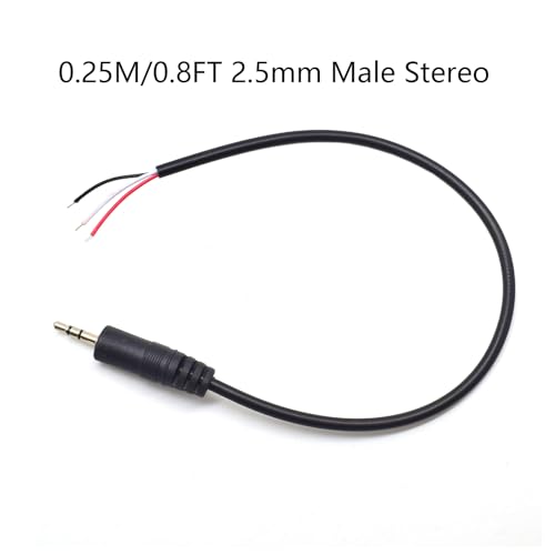 Cable de audio 2.5mm TRS macho a cable abierto 0.25m 2 piezas miniatura 4