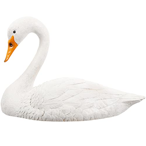 Yardwe Realistic Swan Figurine Simulation Swan Statue Pond Floating Swan Decoration Lifelike Goose Sculpture For Home Yard Park Patio Zoo #TOP24