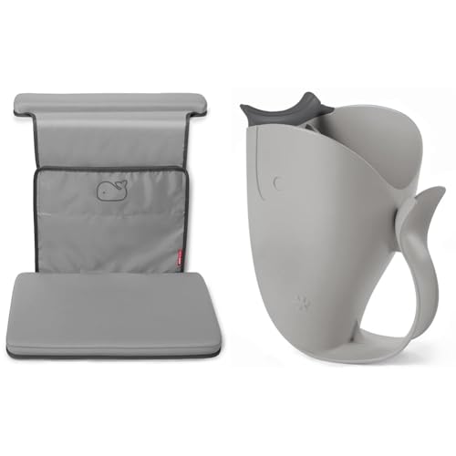 Image of Skip Hop Baby Bath All-in-One Elbow Saver and Kneeler with Tear-Free Waterfall Rinser Cup, Grey