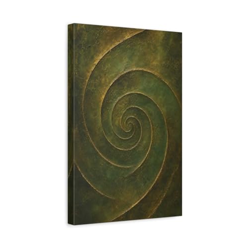 Tableau abstrait vert or deco salon moderne murale toile 30x45cm