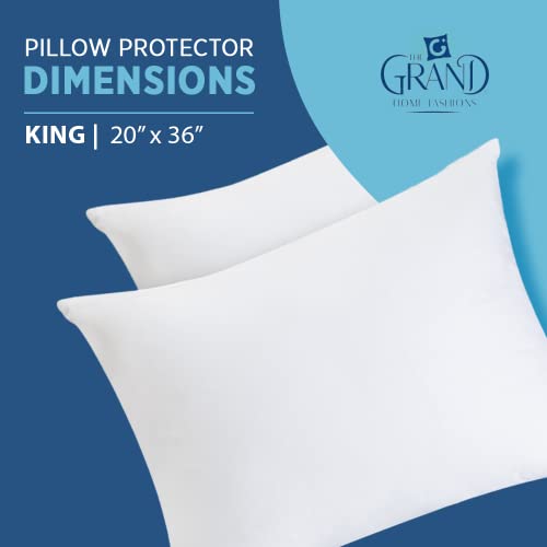 The Grand King Size Pillow Protectors Zippered Cases | Poly Cotton Pillow Covers Allergy-Free | Breathable And Quiet (King Set Of 8, White) #TOP2
