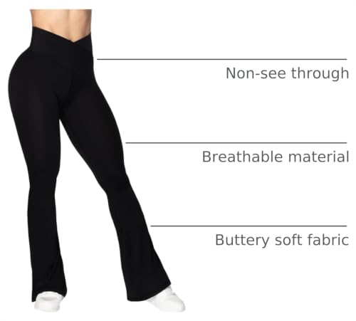 Image of Sunzel Flare Leggings, Crossover Yoga Pants with Tummy Control, High-Waisted and Wide Leg