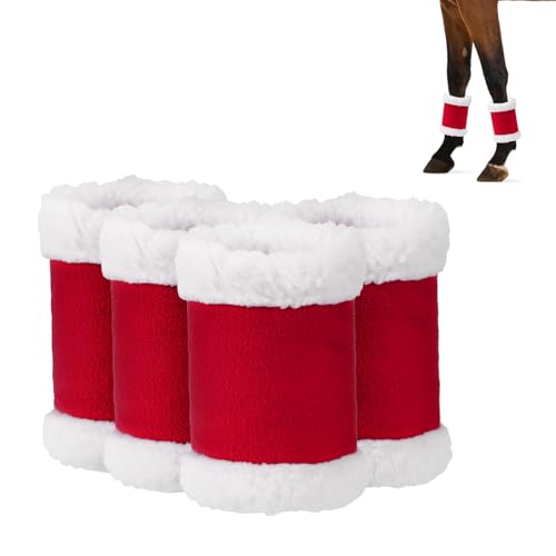 Christmas Horse Leg Wraps Standing Wraps for Horses red Horse Leg Protectors Horse Leg Wraps Faux Fur Polyester Standing Wraps ?Pack of 4 (red)