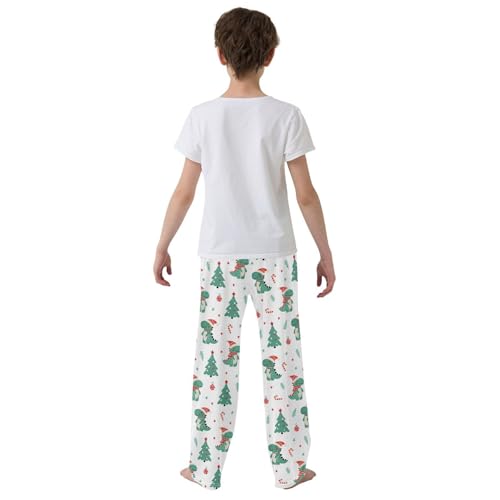 ZZXXB Dinosaur Candy Cane Boys Long Pants Soft Trousers Elastic Waist Kids Lounge Bottoms with Pockets S-XL3