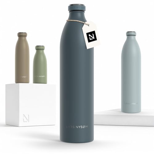 Image of LARS NYSOM Stainless Steel Insulated XL Water Bottle 12oz 17oz 25oz 34oz 51oz | Insulated Thermo Flask for Hot and Cold Beverages | Leakproof Drinking Bottle (Stone Blue, XL 50.7oz)