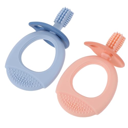OATIPHO 2 Series Cepillo De De Dedo Cepillo De Cepillado Suave Infantes Cepillo De De Bebé Primero Silicona De Grado Alimenticio 2 Piezas*2