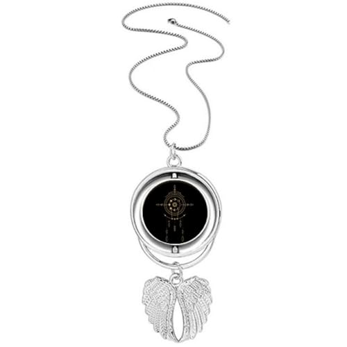 Collier pendentif ailes d'ange et totem univers en argent pour homme et femme