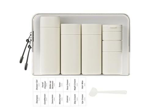 5 Pack Brief and Fashion Travel Bottles TSA Approved, BPA Free Travel Size Travel Containers Refillable Squeeze Bottles for Cosmetic Shampoo Cream Conditioner Lotion Soap… (Nordic white)