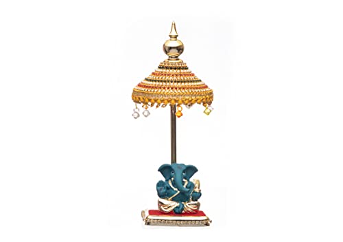 Image of Diamond Studded Acrylic Umbrella Chhatra for God Idol, Car Dashboard /Office Desk /Table /Home Decor Showpiece, Chatri Aasan Ideal Gift Item for Housewarming, 17 Centimeters (Multicolor) L 21