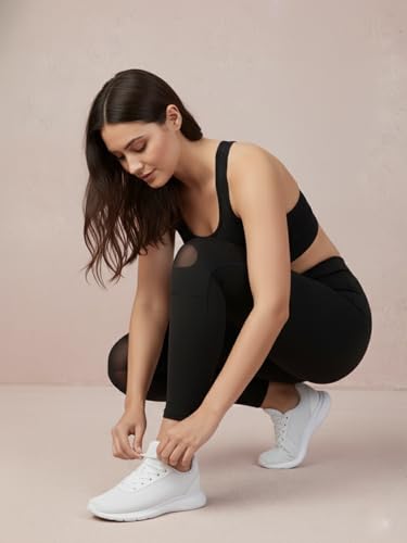 Image of BLINKIN Women's Sports Tights & Leggings with Mesh Insert : Ideal Gym Wear for Woman Active Wear, Yoga & Fitness - The Ultimate Gym Pants for Women Workout (5001)