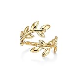 JewelryGift 18K Gold Plated Olive Leaf Bypass Ring Simple and Beutiful Also a Great Choice for Lover