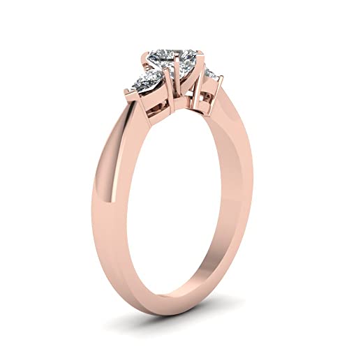 Image of Choose Your Gemstone 0.75 Carat Diamond CZ 3 Stone Ring Rose Gold Plated Heart Shape Vintage Engagement Rings Matching Jewelry Wedding Jewelry Easy to Wear Gifts US Size 4 to 12