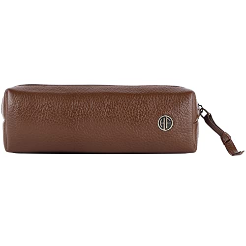 HAMMONDS FLYCATCHER Leather Utility Pouch - Multi-Use Genuine Leather Pencil Case, Cosmetic Case, Stationery Pouch, School & Office Organizer - Brushwood