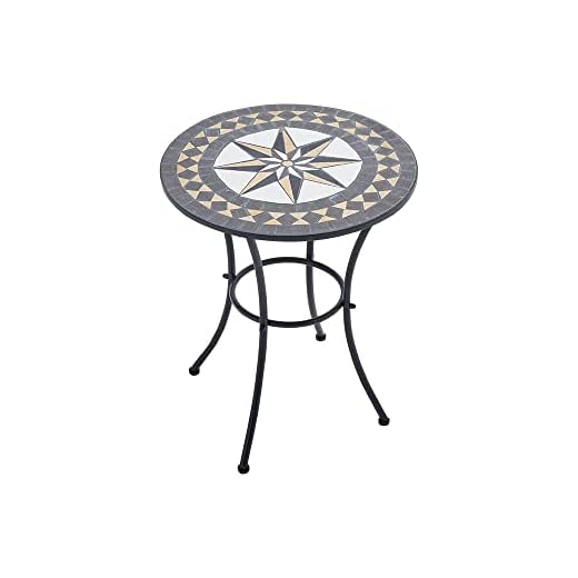 Warmiehomy Garden Table Mosaic Table 60cm Outdoor Dining Table Round Patio Coffee Table