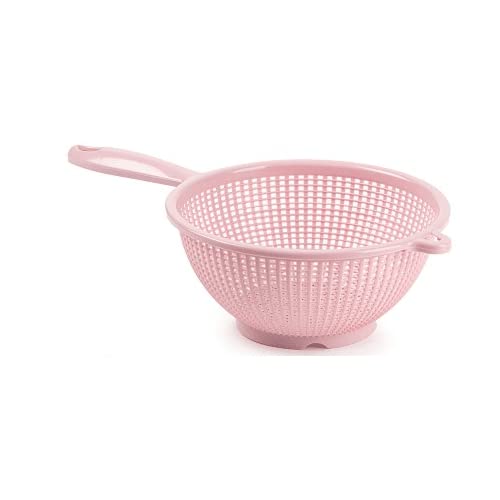 CABLEPELADO Escurridor Verduras con Mango plastico - Escurridor Pasta - colador - Libre de BPA - Apto Lavavajillas - 19 cm diámetro - Rosa Claro