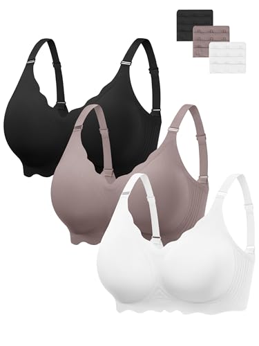 Image of Angelhood Seamless Jelly Bras for Women Wireless Push Up T-Shirt Bra Pack | Full Coverage, V Neck, No Underwire, Everyday Comfort, Convertible Bralettes, Supportive, Back Smoothing, Scalloped Brassiere