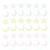 TOGEVAL 200個 夜光プラスチックステッカー 剥がせる壁用蓄光シール 星と月デザイン 暗闇で光る室内装飾 部屋やパーティーに