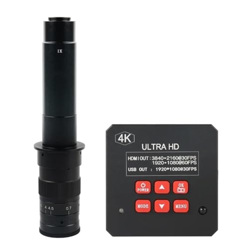 顕微鏡キット 38MP 4K 1080P 産業用ビデオ HDMI USB 顕微鏡カメラ C マウントカメラ電話タブレット PC PCB IC 観察はんだ付け 顕微鏡レンズアダプター(With 300x lens)