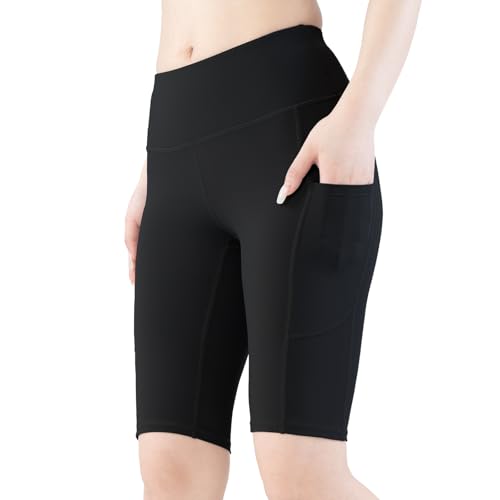 2 Pack Biker Shorts for Women with Pockets 8" High Waisted Tummy Control for Workout Athletic Running Shorts3