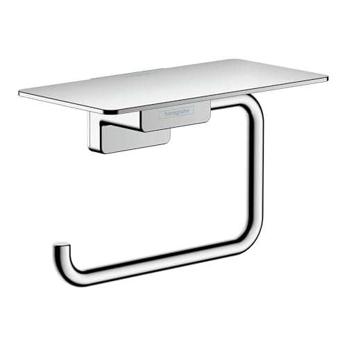 hansgrohe AddStoris - Toilettenpapierhalter mit Ablage, Klopapierhalter für Wandmontage, Klorollenhalter, verdeckte Befestigung, Badezimmer Zubehör, Chrom, 41772000
