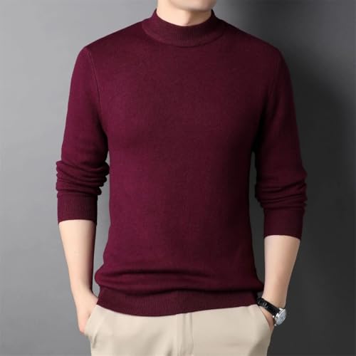 Men's Solid Color Slim Fit Sweater Mock Neck Knitted Pullovers Youthful Vitality Sweaters3