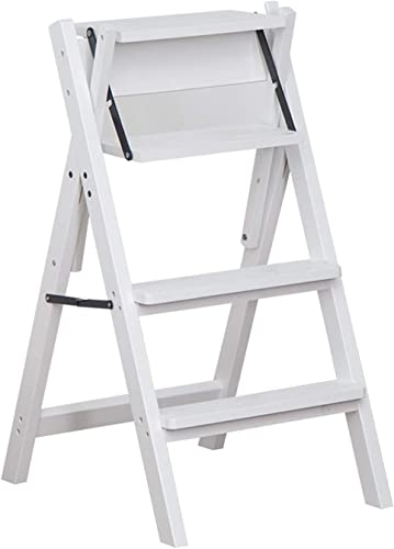 Escabeau 4 marches en bois blanc stable pour attraper les hauteurs - 2