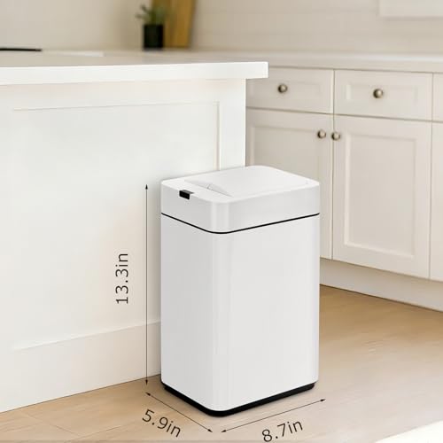 SYNCVIBE-Slim-Bathroom-Trash-Can-26-Gallon-Butterfly-Sensor-Lid-White-Stainless-Steel-Garbage-Can-Automatic-Trash-Bin-IPX5-Waterproof-Wastebasket-for-Under-Counter-and-Small-Spaces