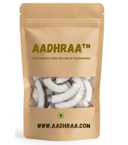 Image of AADHRAA Premium Tiptur Dry Coconut or Copra Sliced for Easy Use (Kopra | Kuridi | Kobbari) (1KG)