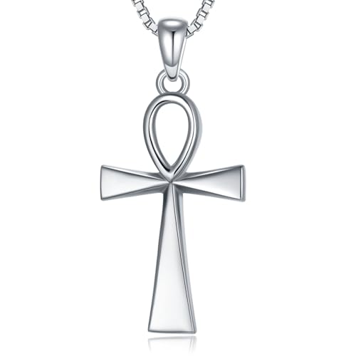 Sterling Silver Ankh Cross Pendant Necklace - Ankh Pendant Jewelry Gift for Women