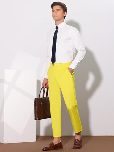 Lars Amadeus Men's Formal Pants Flat Front Skinny Office Prom Cropped Dress Pants4