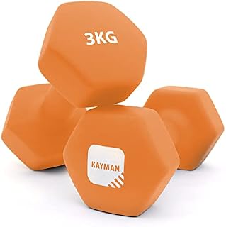 KAYMAN Neoprene Dumbbells with Free Poster  Weight Set for Home Gym | Fitness Training Equipment | Anti-Slip Grip Material | Comes with Workout Guide | Pair of 1kg 2kg 3kg 4kg 5kg 6kg 8kg 10kg