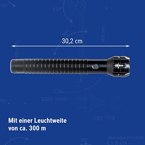 MAUL LED-Taschenlampe MAULkronos XL – outdoor-taugliche LED Taschenlampe für die professionelle Anwendung – extrem helle Taschenlampe mit langer Leuchtdauer und Spritzwasserschutz (IPX4) – schwarz