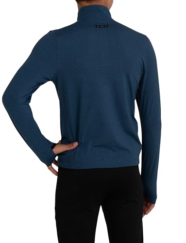 TCA Fusion Gym Tops for Boys Training Long Sleeve Running Top Boys Gym Clothes - Navy Marl/Navy Marl, 12-14 Years
