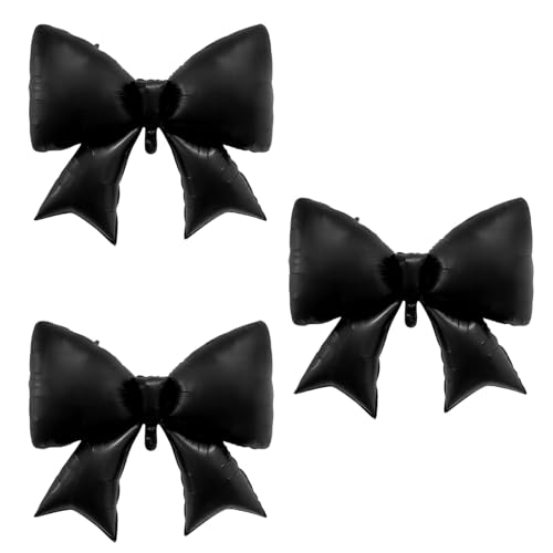 FBQ 3 Pcs Black Black Bow Giant Foil Balloons Bow Theme Birthday Party Baby Shower Wedding Party Decorations Supplies
