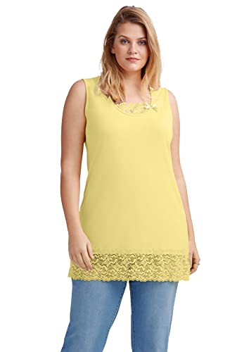 Ellos Women's Plus Size Lace Hem Tunic Tank - 3X, Butter Yellow #TOP5