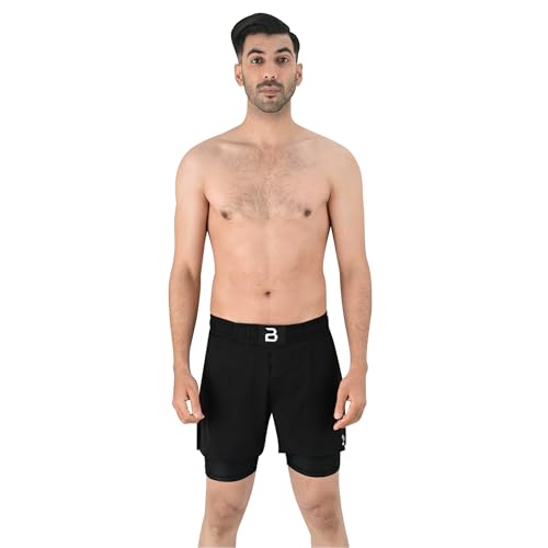2BOLD MMA Shorts Men’s 2 in 1 Jiu-Jitsu Built in Compression Lining Athletic Gym Boxing Muay Thai BJJ No-Gi Grappling Shorts3