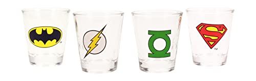 Numero di pezzi: 4.0 Set di Mini Bicchieri Logos Dc Comics, Vetro, Multicolore, 6,5 x 6,5 x 23 cm