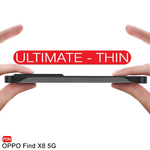 Image of TheGiftKart Hybrid Ultimate Slim Back Case Cover for Oppo Find X8 5G | Camera & Screen Protection | Frosted Matte Translucent Hard Back Case Cover for Oppo Find X8 5G (PC & TPU, Black Bumper)