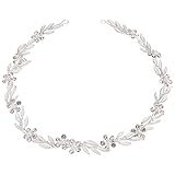 Didder Bride Hair Vine Headband with Leaf, Pearl, Crystal Floral Design - Bridal Headpiece Jewelry for Women and Girls (Silver)