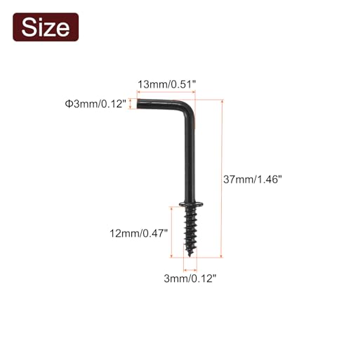 Uxcell A24061200UX0636 50 Pcs L Shape Hooks, 1 Inch Right Angle Hooks Carbon Steel Small Screw In Hooks 7 Shape Right Angle Hook thumb #1