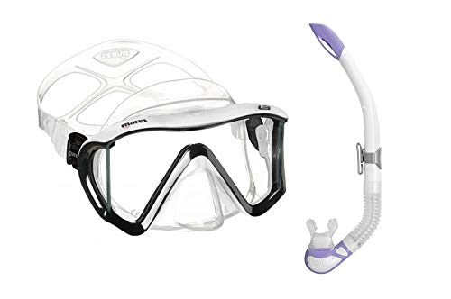 Set de esnórquel Mares i3 blanco-lila para vacaciones y exploración de calas