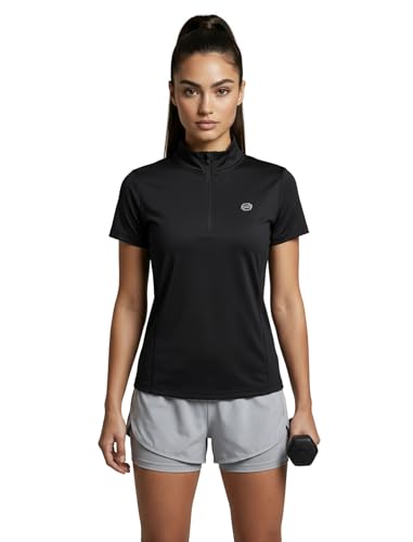 Image of PUMP'D Dry Fit Women's Half Zip Activewear Synthetic Regular Fit T-Shirt | Gym & Yoga