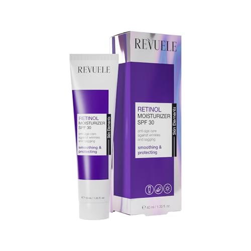 REVUELE Retinol Hidratante SPF 30 – Crema hidratante antiedad con retinol y vitamina C contra arrugas, piel pálida y líneas finas, reafirmante y protector, 40 ml